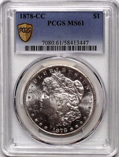1878-CC Morgan Silver Dollar - PCGS MS 61 - Gold Shield Key Date New