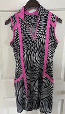 Tail Activewear Gwen Dress Hexa Print  UPF 50+ Black, Pink, & White Size XS