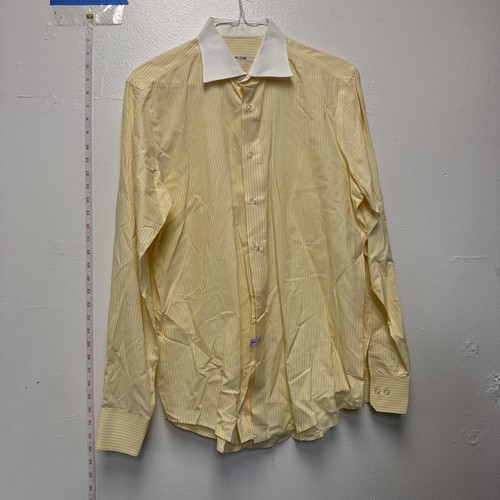 Pal Zileri, Pal Zileri Womens Linen Striped Long Sleeve Button Down Shirt Yellow Size L