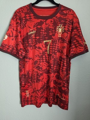 Comma Football Portugal Cristiano Ronaldo #7 Soccer Jersey XL Red/Maroon/Gold