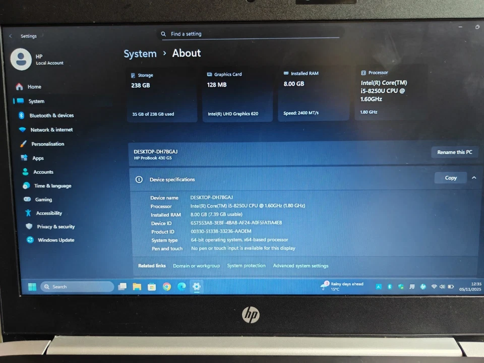 HP Pro book 430 G5 Laptop (Windows 11 Pro) 8GB/256GB - Image 4 of 4