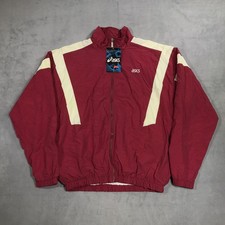 Vintage Asics Tiger Track Jacket Men's Small Maroon Red Lined Full Zip NEW