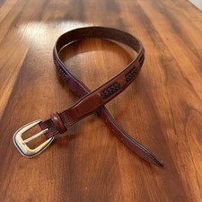 VTG USA Made Brighton Cognac Brown Braided Accent Leather Belt Sz 32