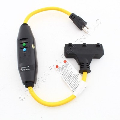 Eaton In-Line 2ft Portable 12/3 Gfci Cordset 3R 15A 3-Tap Auto Reset Gfi11A139
