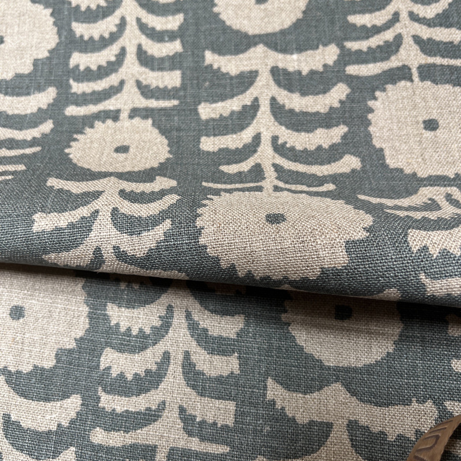 Penny Morrison Killi Fabric Blue Duck Egg On Natural 6 Yd Avail. Sold Bty