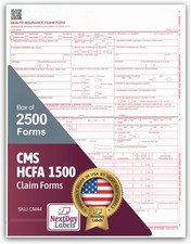 New CMS 1500 HCFA Health Insurance Claim Forms Version 02/12 - 2500 Forms/ Box