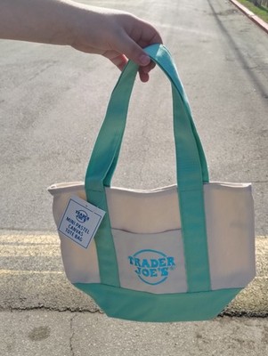 Trader Joe's Mini Foldable Canvas Tote Bags Pastel Colors 2 Pack Small