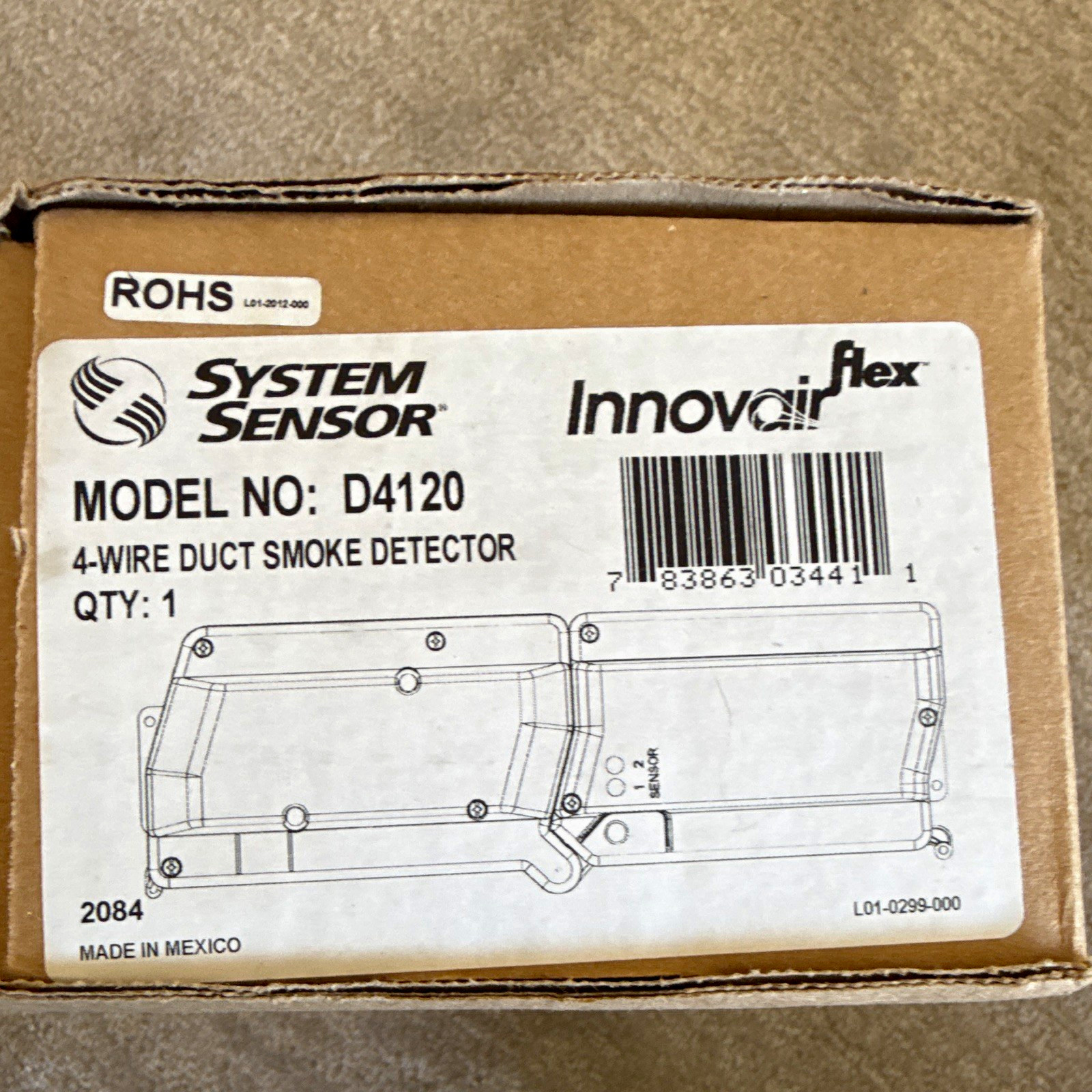 System Sensor InnovairFlex D4120 4-Wire Duct Smoke Detector MPN D4120