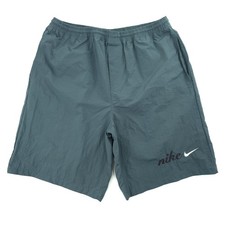 Vintage 90s Nike Shorts L Nylon Green Spellout Logo Unlined Windbreaker 32x9