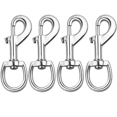 Huouo 4 Pcs 3.5'' Flag Swivel Snap Hooks 4 Hooks, Silver 