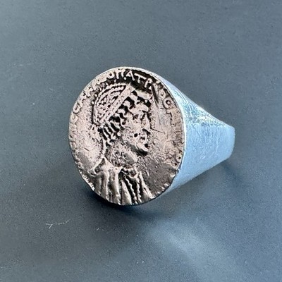 Sterling Silver Cleopatra VII Coin Ring Size 10.25 | 18.4g Ancient Style Greek