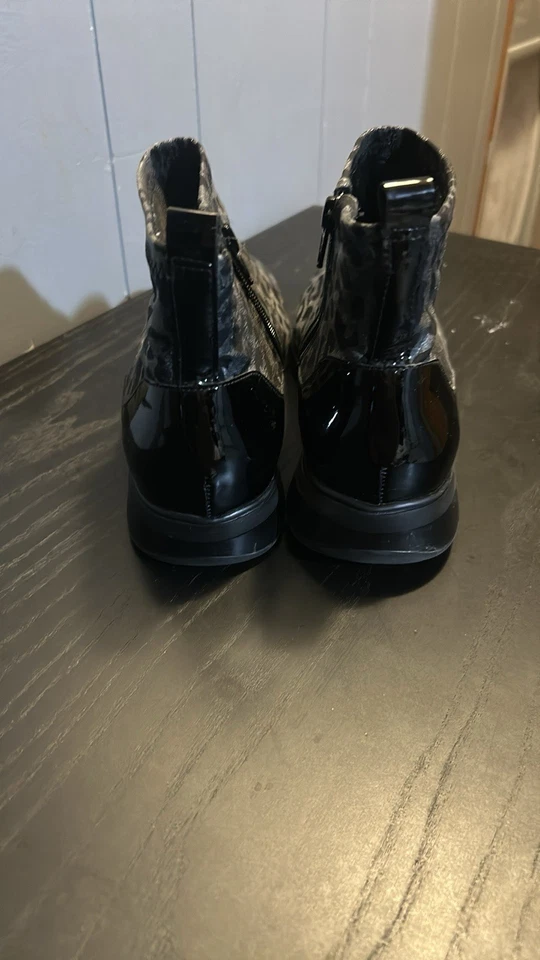 Walking Cradles Black Ankle Booties with Metallic Leopard Print size 9.5| - Image 3 of 4