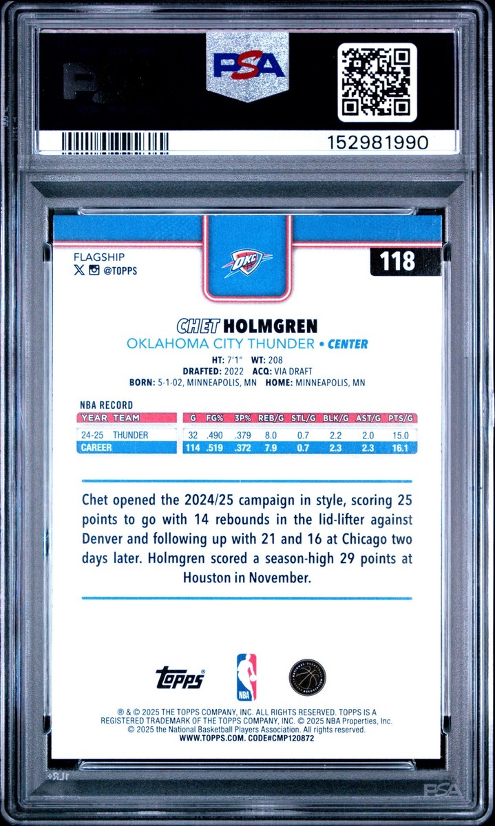2025-26 Topps - Chet Holmgren #118 for sale online | eBay