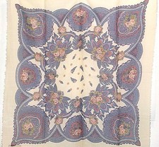 AXCESS Japan Fringed 100 Wool Challis Scarf Ditsy Floral Bandana Paisley 33"