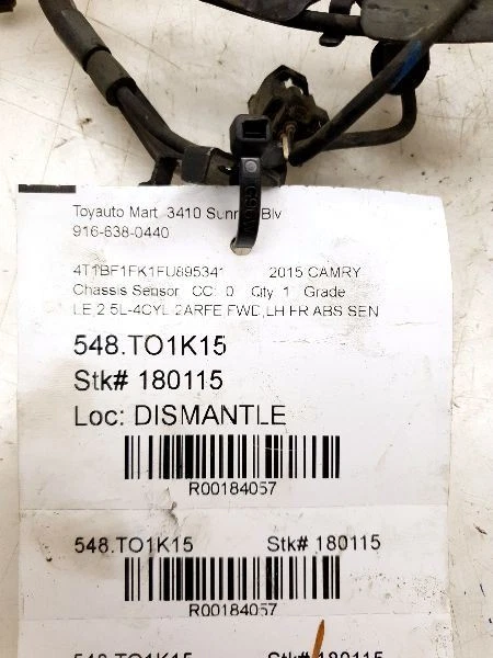 2015 TOYOTA CAMRY LE DRIVER SIDE FRONT ABS SENSOR ASSEMBLY - Image 3 of 4