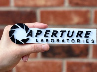 Portal Aperture Laboratories Science Sign Logo Plaque Desk Decor 3D Printed