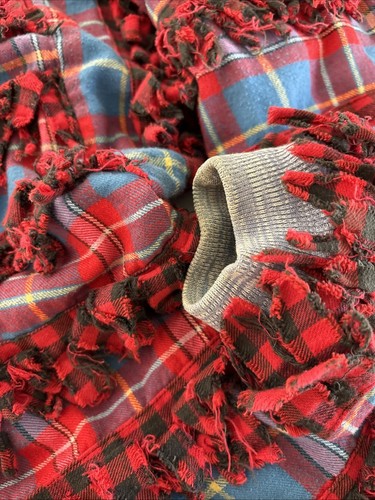 Vintage 80s Paula Sweet Muslin Mink Multicolor Fringe Plaid Boho Size L Jacket - Picture 16 of 17