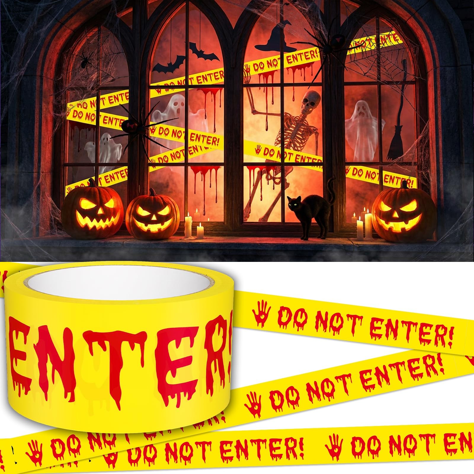 SWRT Halloween Decorations 2 Inch x 90 Feet, Yellow Caution Tape