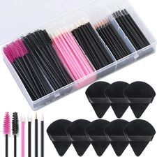 248 Pcs Disposable Makeup Applicators with Triangle Puffs, Mascara wands, Lip/Ey