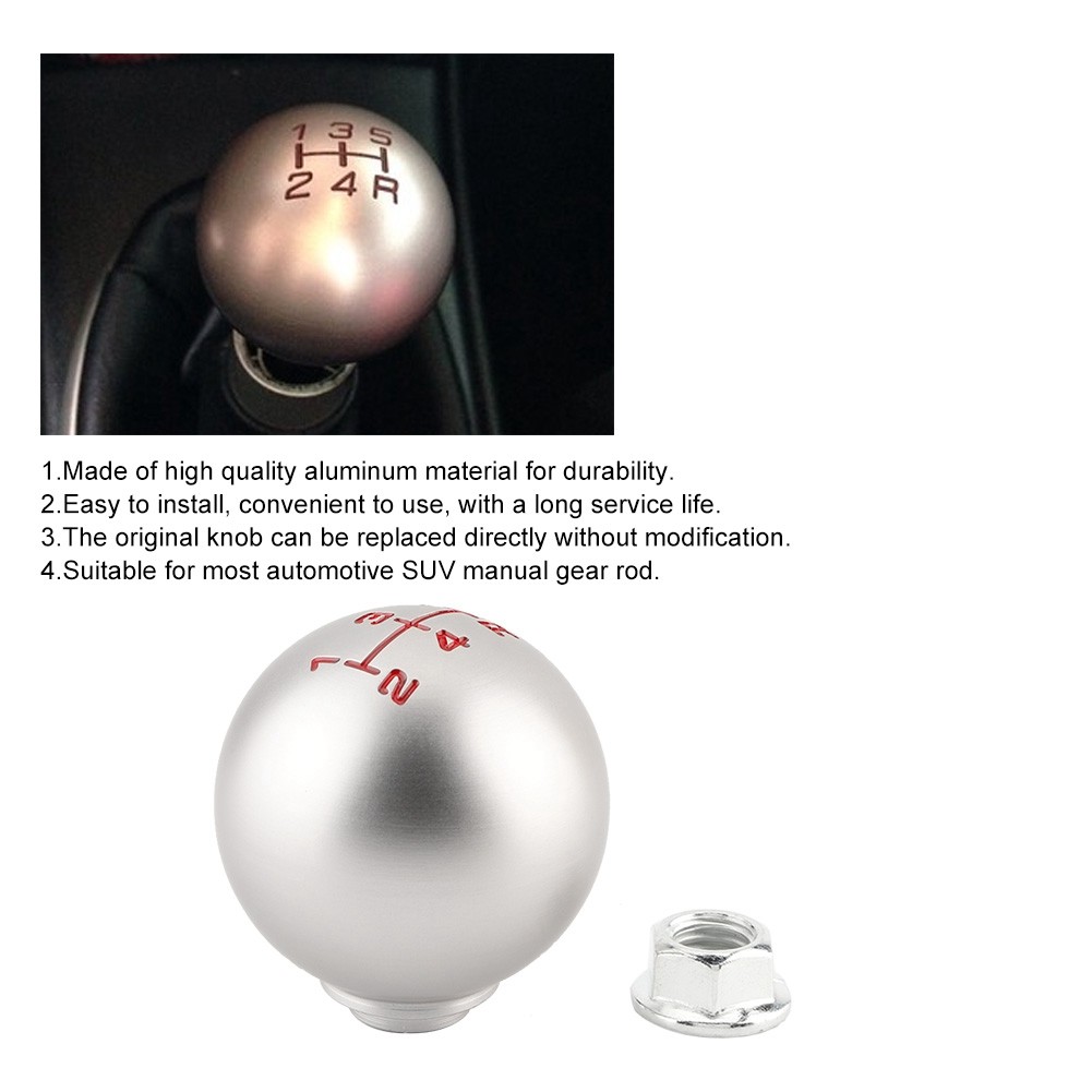 ❄ Auto Manual Aluminum Gear Stick Ball Shift Knob Shifter Lever Head 5 Speed