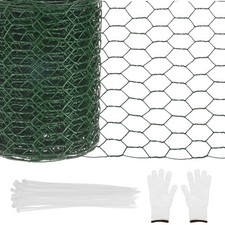 1-Set 3.9 in x 9.8 ft Iron Chickens Wire Fencing with Gloves and Ties [Green] 15.73 per metre