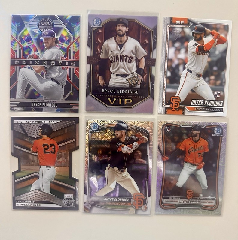 Bryce Eldridge 6 Card Lot - 2024 & 2025 Bowman Panini RC / Prospect / #’D