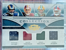 2008 Threads Jordy Nelson/Avery/Hardy/Thomas Rookie Quad Relic Gold 098/100