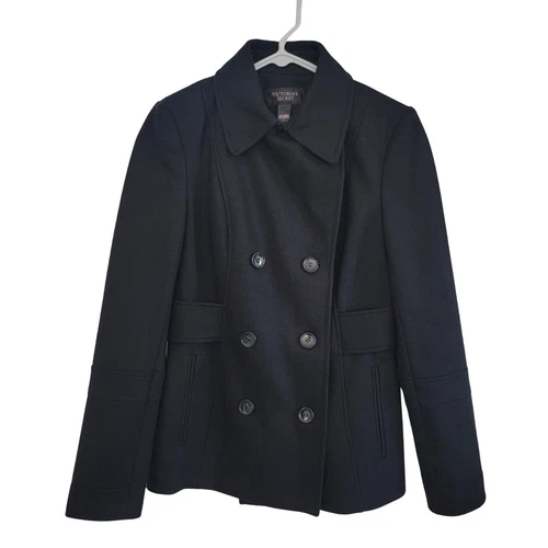 UNDERCOVER Y2K Victoria's Secret Pavone Lana Donna Tg 2 Nero Doppiopetto Classico