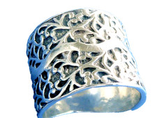 VINTAGE STERLING SILVER SIGNED HALLMARKED ISRAEL 3/4" WIDE BAND RING SZ 10.5