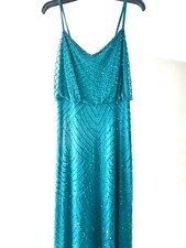 Adrianna Papell Art Deco "Hunter" Beaded Sequin Blouson Gown Dress Size 8