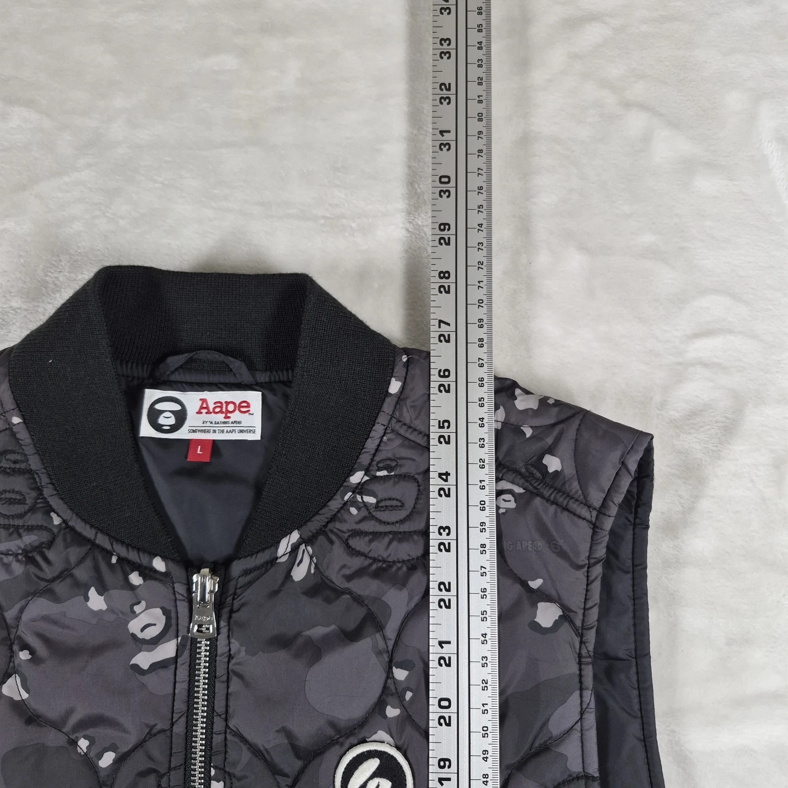 AAPE By A Bathing Ape Vest Men's Large Black Gray Streetwear Puffer Quilted Camo image 3