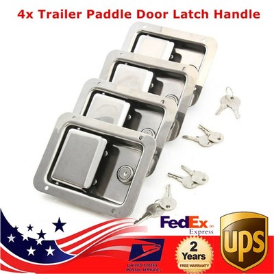 4X Paddle Door Lock Stainless Steel + 2 Key Latch Handle Truck Tool Box Trailer