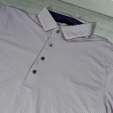 Greyson Polo Shirt Mens Large Purple Stripe Performance Stretch Wolf Golf