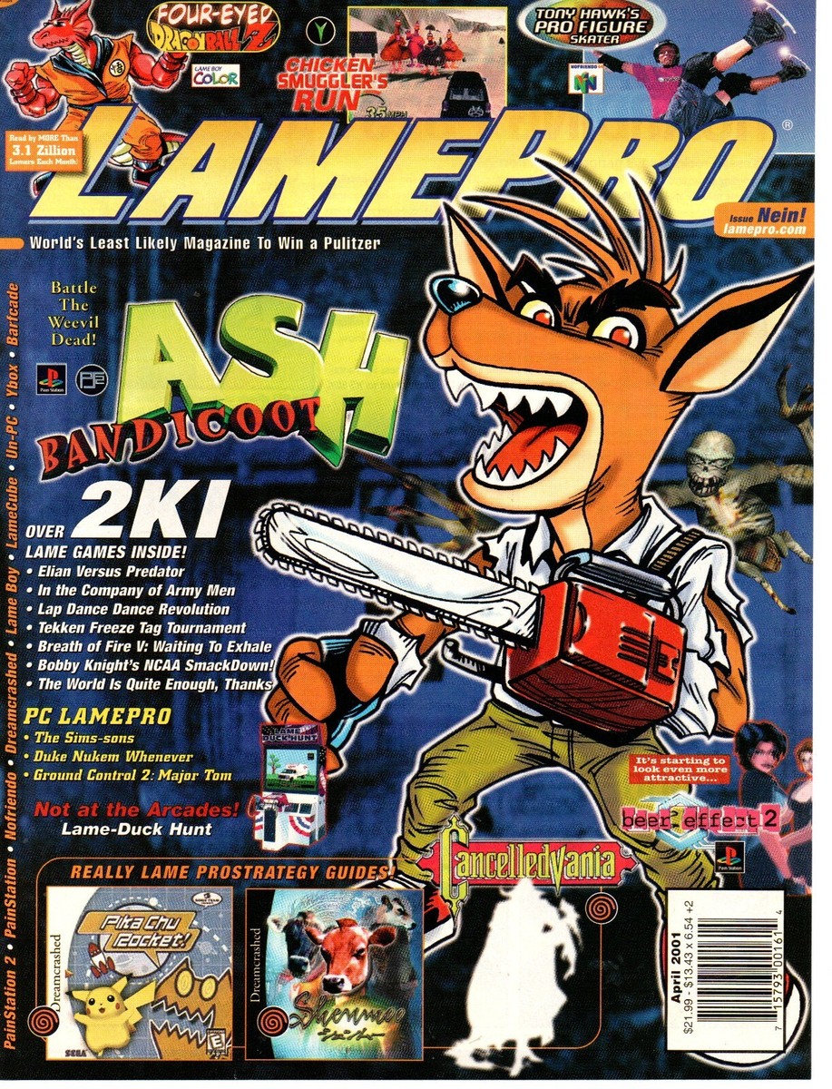 2001 LAMEPRO Funny Parody PRINT AD ART - CRAZY GAMEPRO PARODY WALL