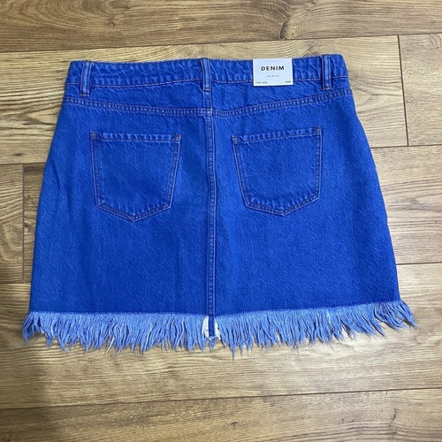 Women’s New Look Pixie Fray Hem Skirt Blue 100% Cotton Uk Size 16 New With Tags - Picture 2 of 10