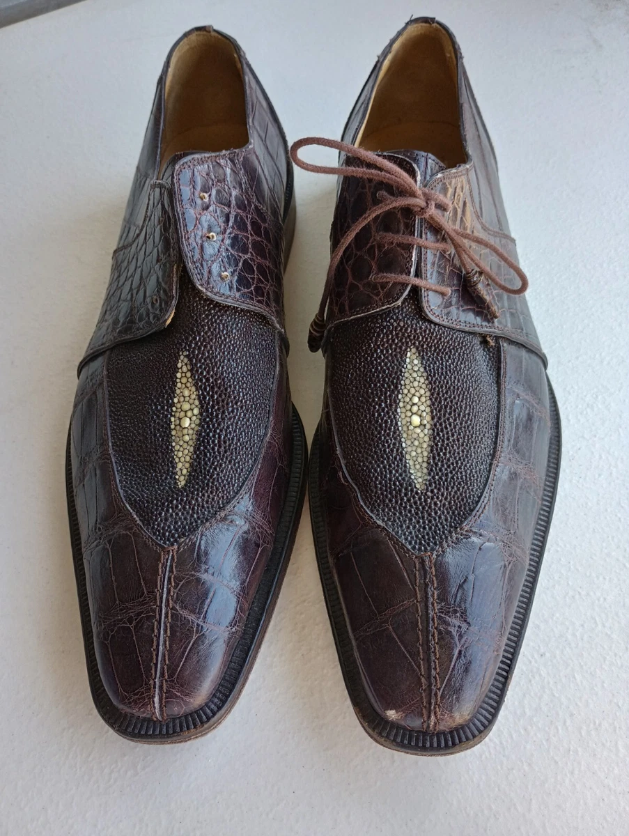 David Eden Genuine Alligator Stingray Mens Dress Shoe s Sz 11 Missing String