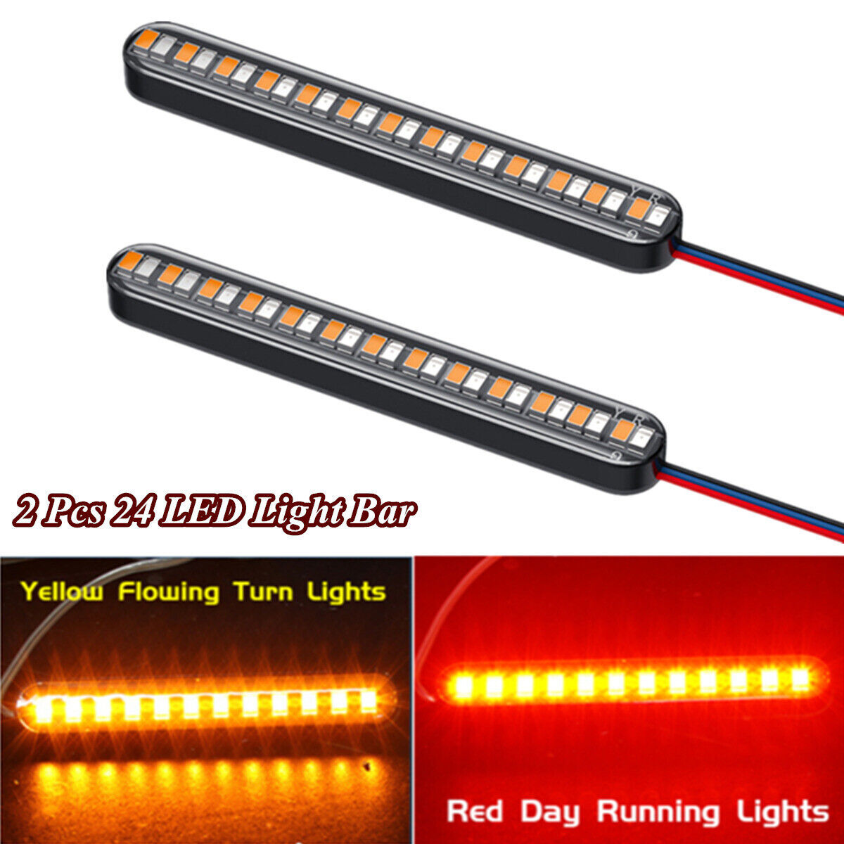 x Dual Color Motorcycle Flowing Turn Signal Rear Brake License