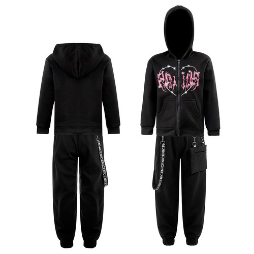 Kids Boys Girls Dance Outfits Youth Sweatshirt And Pants Stage Performance Jazz - Picture 4 of 51