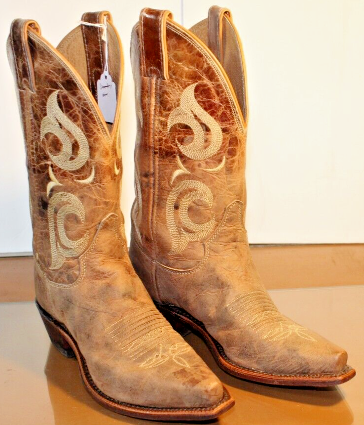 Justin Boots BRL103 Bent Rail Tan Distressed Cowboy Leather Snip Toe  Women's 7 B | eBay UK