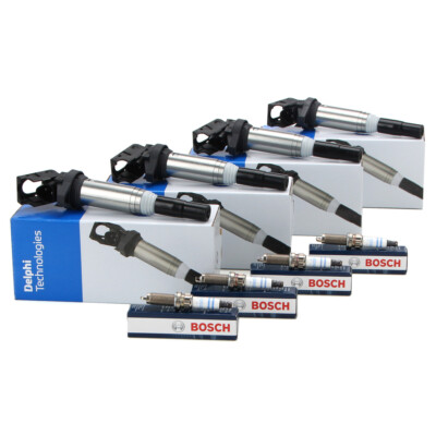 4x DELPHI Zündspule + 4x BOSCH Zündkerze für BMW 1er F20 F21 3er F30 F31 N13