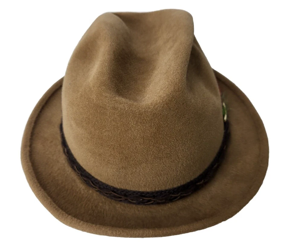 Vintage Mallory Torino Quality Men's Fedora Brown Hat Feathers Size 7 1/4 US - Image 4 of 4