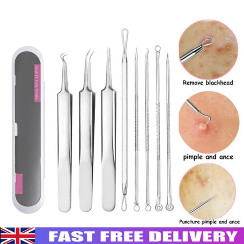 Blackhead Remover Tool Kit Spot Acne Pimple Comedone Extractor Stainless Steel - Afbeelding 1 van 11