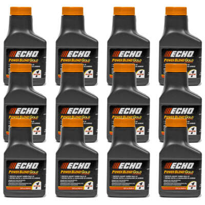 (12) Echo Oil 2.6 oz Bottles 2 Cycle Mix For 1 Gallon Power Blend Extended Life 