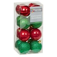 Weihnachts Unzerbrechliche Kugeln 16Er Pack 50Mm Baumdekoration Rot Und GrüN
