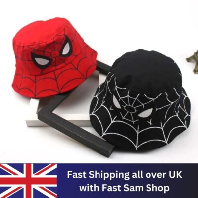 Kids Boys Cartoon Spider-Man Bucket Beach Sun Hat Cap UV