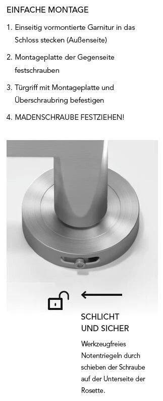 Türdrücker Karcher Rhodos ER28 KD Basic 71 rechts Edelstahl Türgriff Drückergarn - Bild 4 von 4