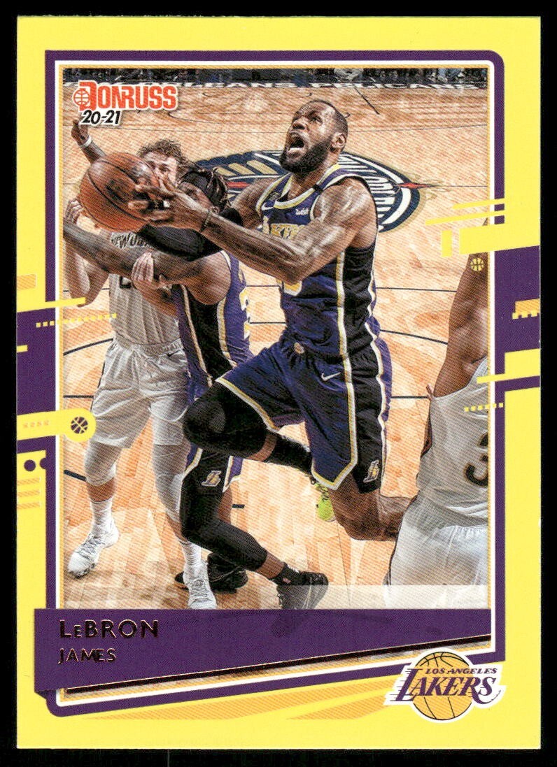 LEBRON JAMES 2020-21 DONRUSS YELLOW FLOOD #12 LOS ANGELES LAKERS RARE SP