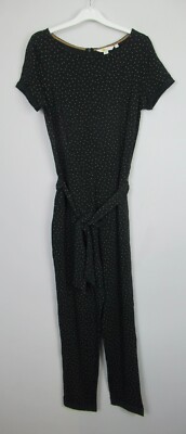 New Womens Boden Caitlin Jersey Black Soft Truffle Jumpsuit Size 10R J0393  UK