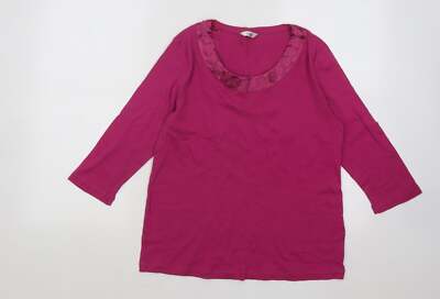 Marks and Spencer Damen Rosa Rundhals Polyestermischung Pullover Größe 12