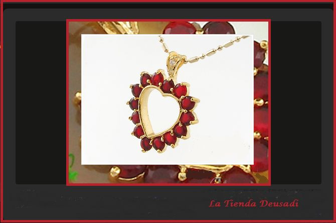 Chaine Et Pendentif Double Cœur Plaqué Or Avec Pierre Rouge - Bijou Vintage - Occasion
